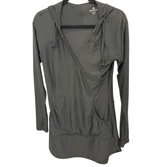 ATHLETA WOMENS BLACK LONG SLEEVE ATHLETIC HOODED DRESS SIZE S - Picture 1 of 4